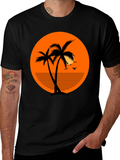 Tropical Palm Tree Sunset Graphic T-Shirt