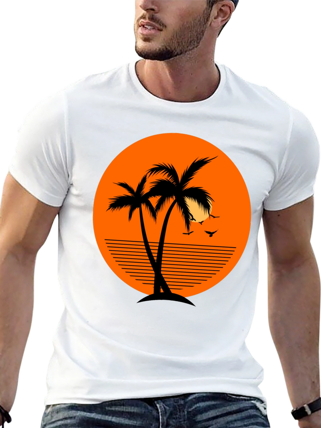 Tropical Palm Tree Sunset Graphic T-Shirt