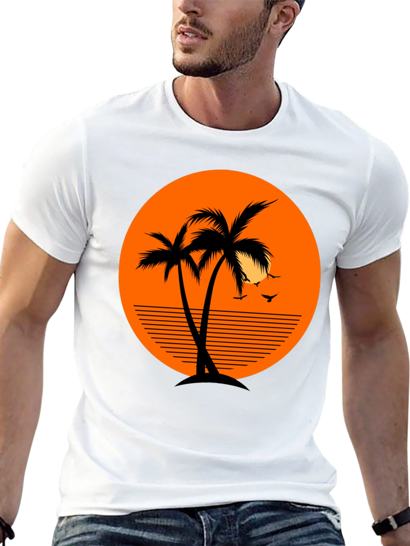 Tropical Palm Tree Sunset Graphic T-Shirt