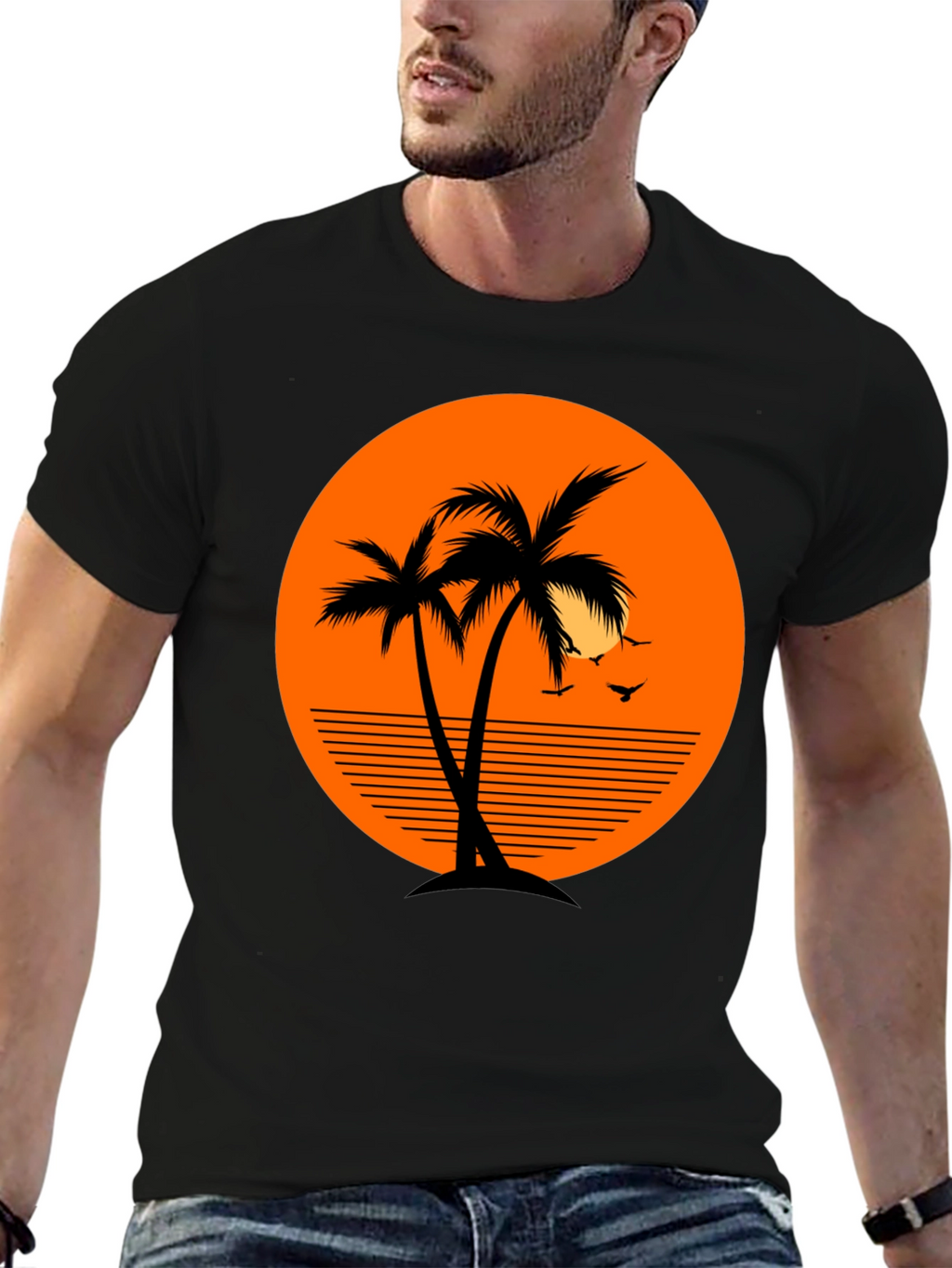 Tropical Palm Tree Sunset Graphic T-Shirt