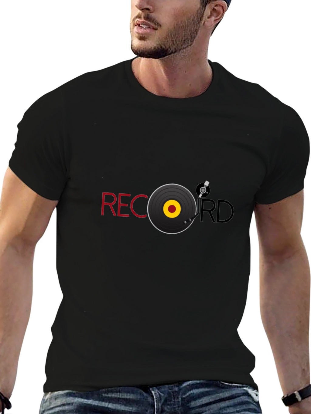 Record Graphic Black Tee