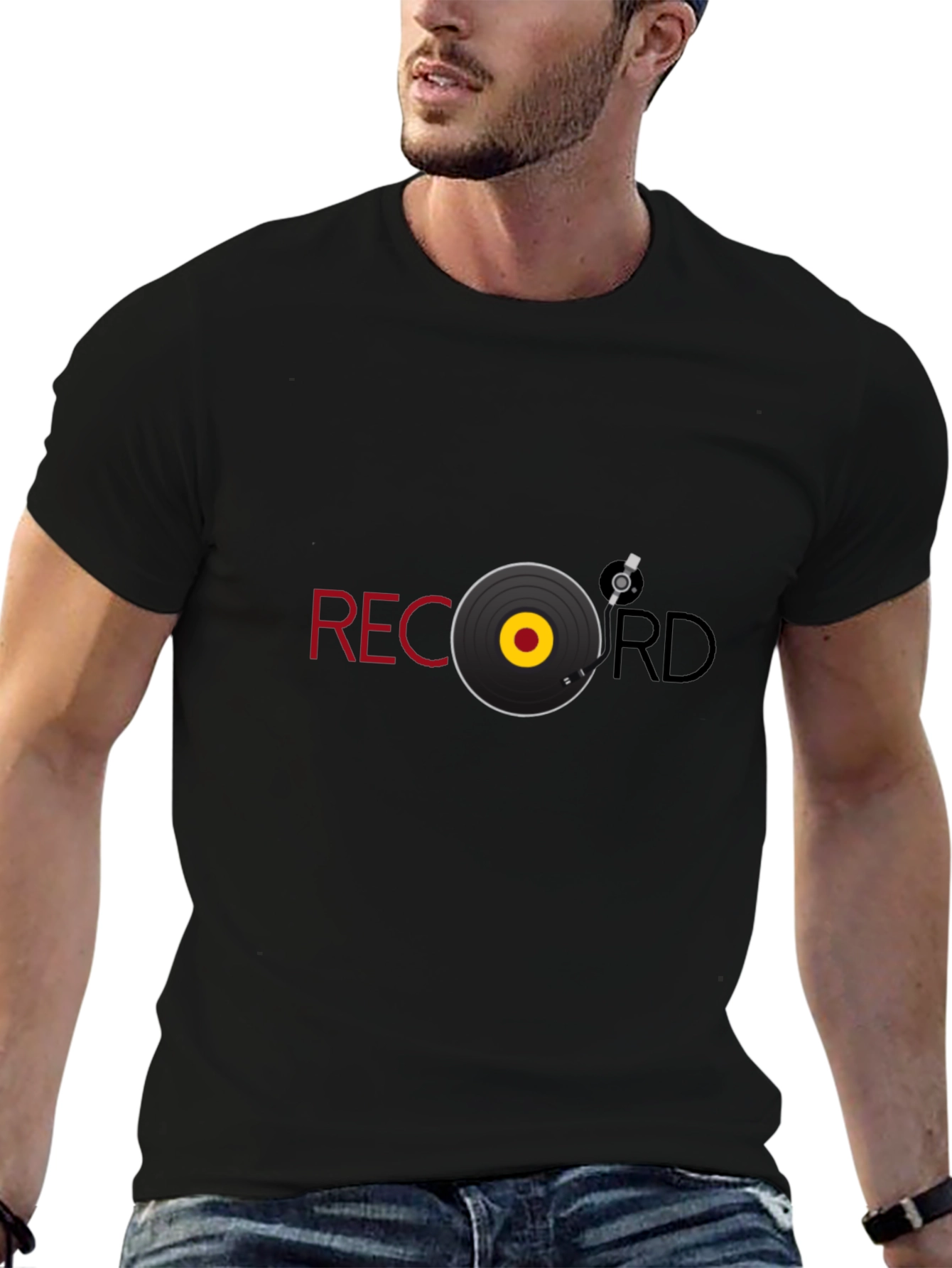 Record Graphic Black Tee