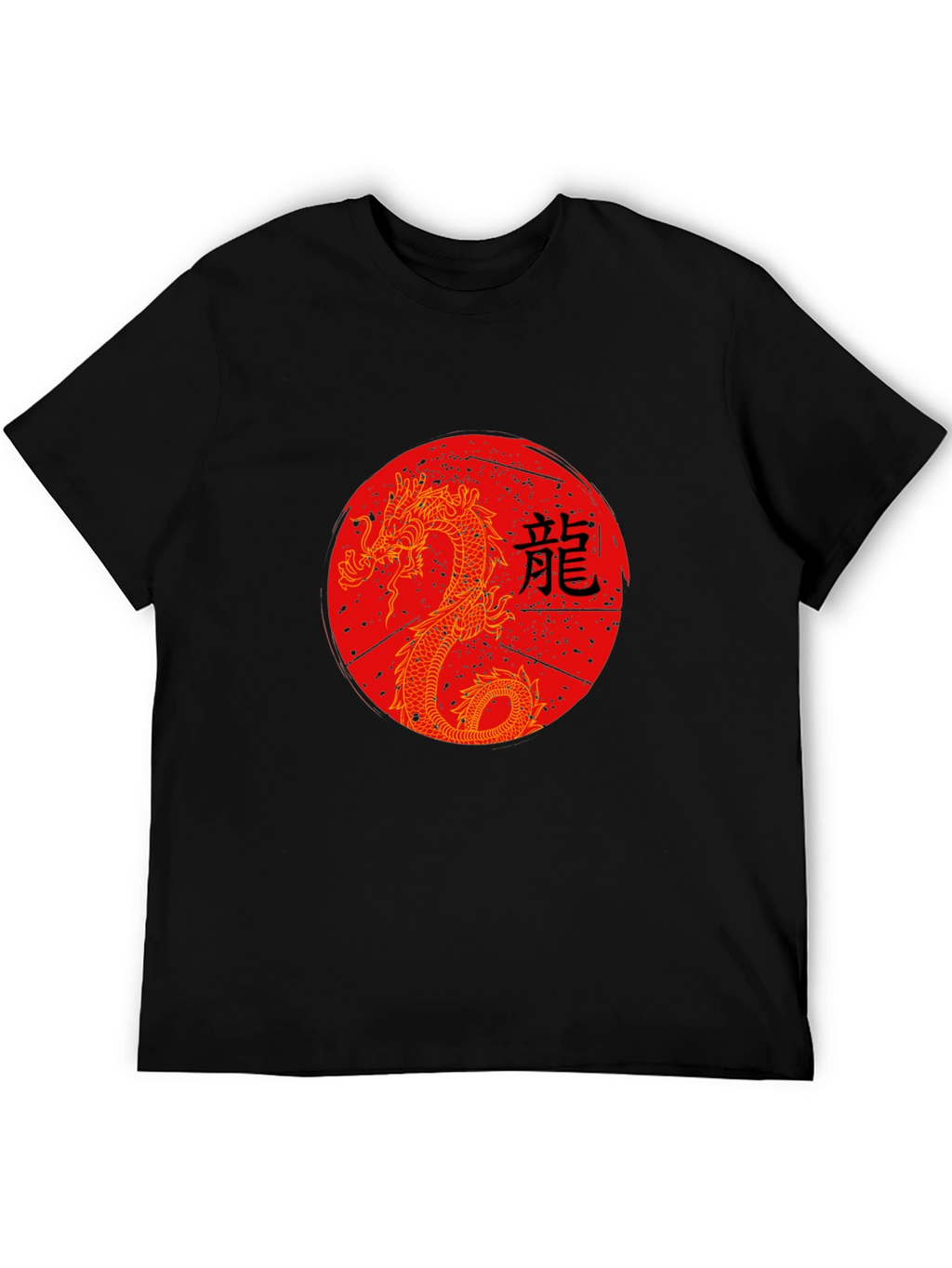 Dragon Graphic Tee - Black Crew Neck Shirt