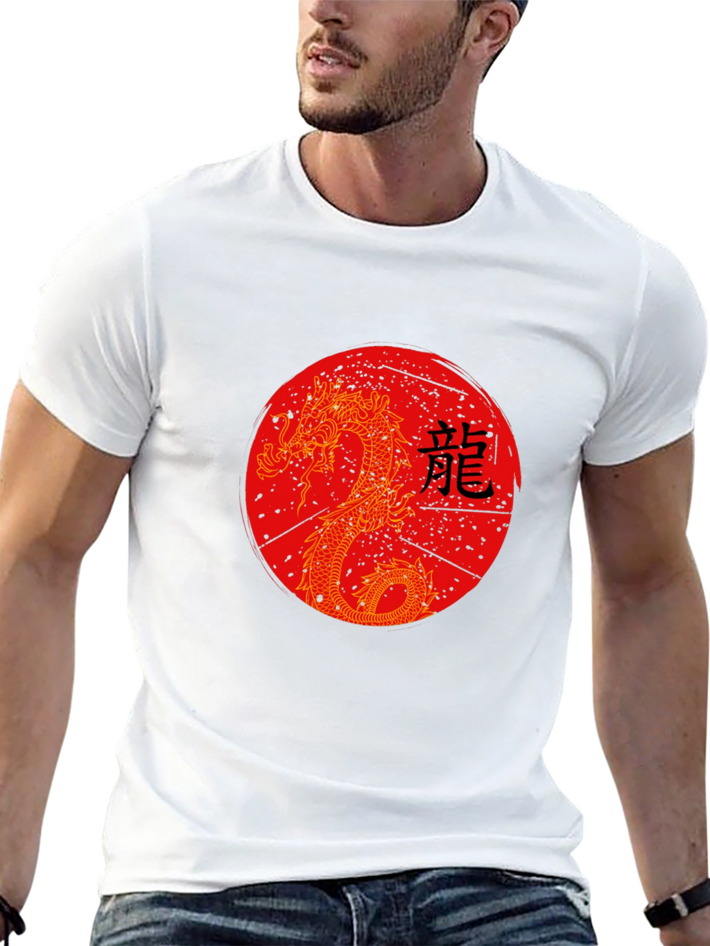 Dragon Graphic Tee - Black Crew Neck Shirt
