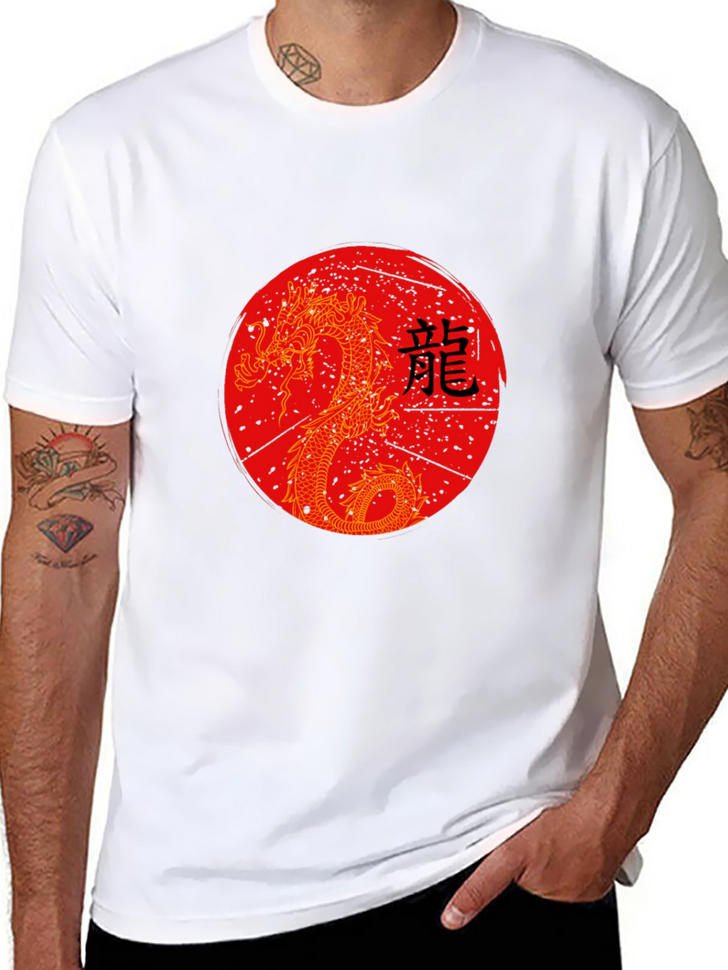 Dragon Graphic Tee - Black Crew Neck Shirt