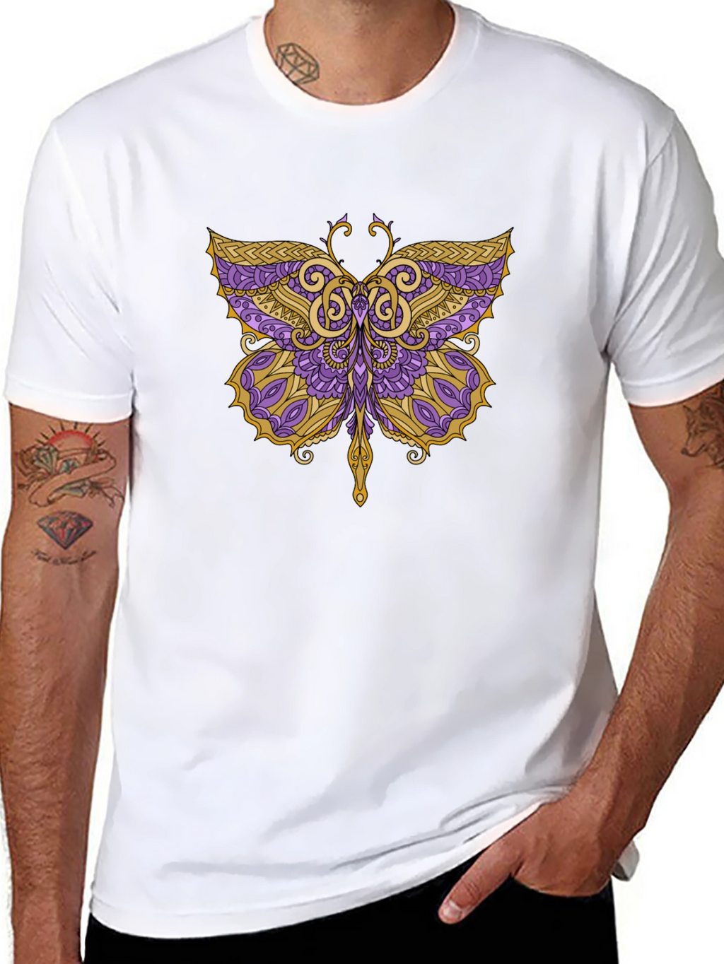 Butterfly Graphic Tee - Black Cotton Blend