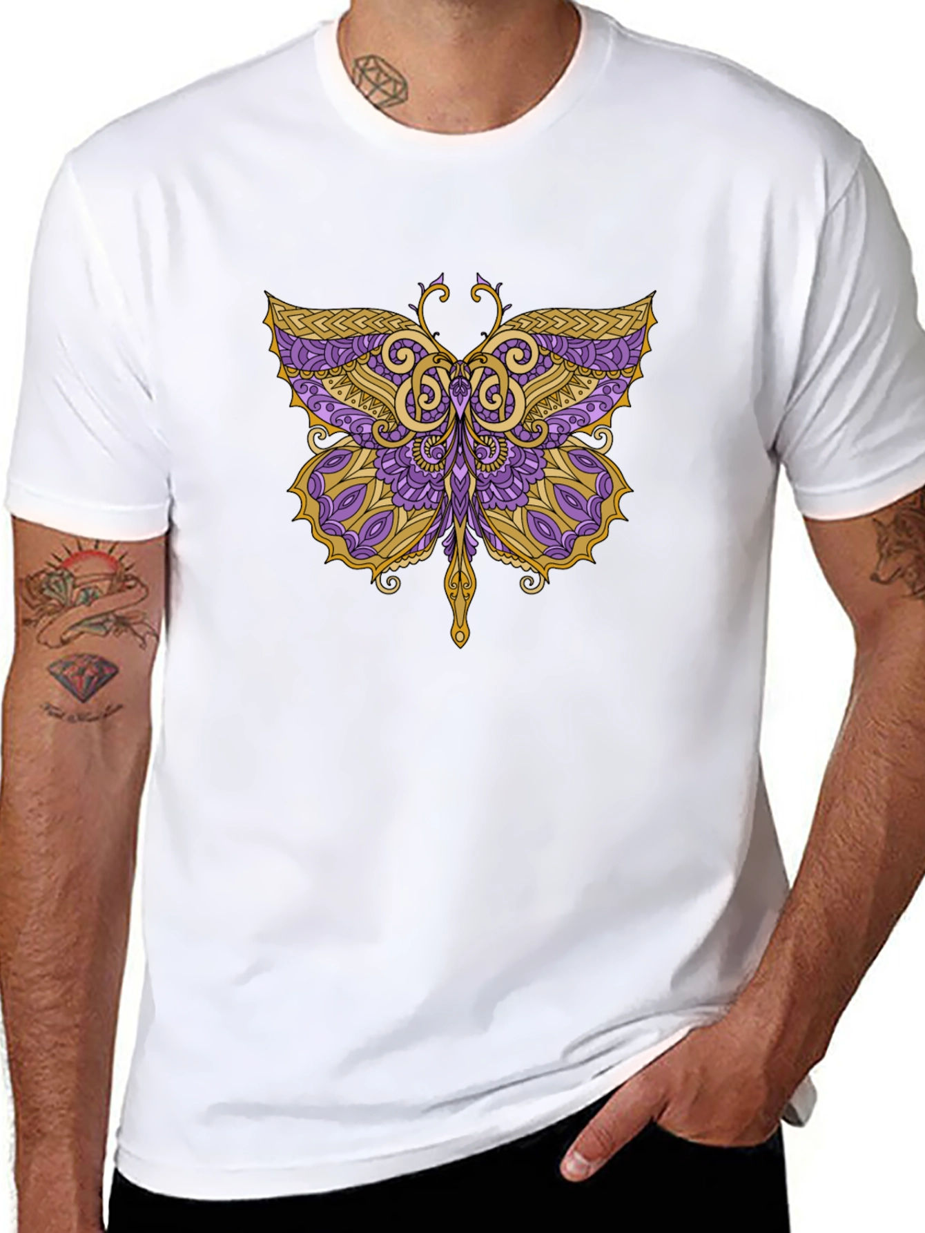 Butterfly Graphic Tee - Black Cotton Blend