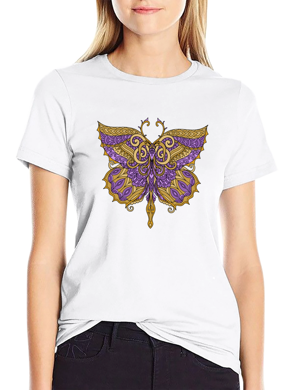 Butterfly Graphic Tee - Black Cotton Blend
