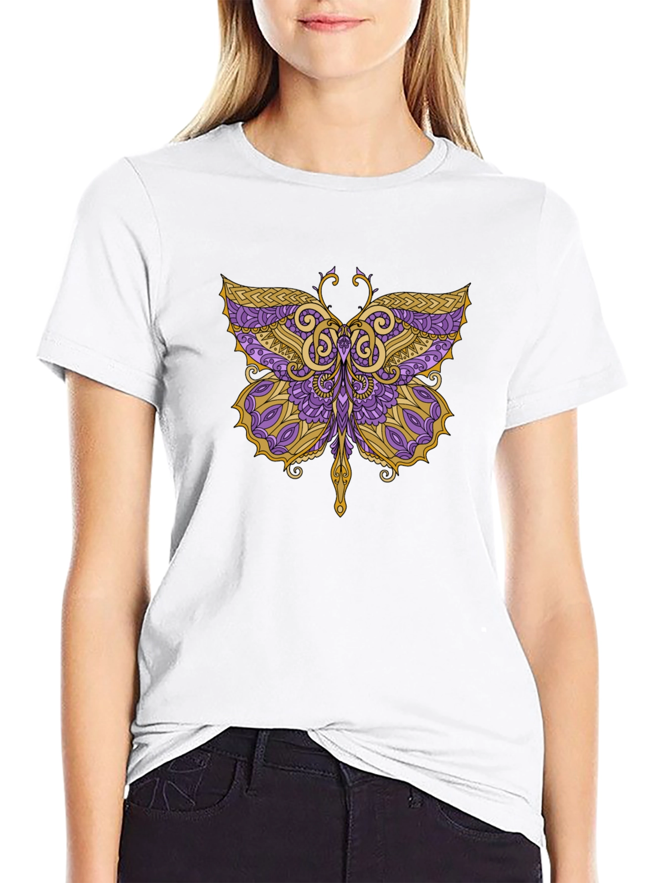 Butterfly Graphic Tee - Black Cotton Blend