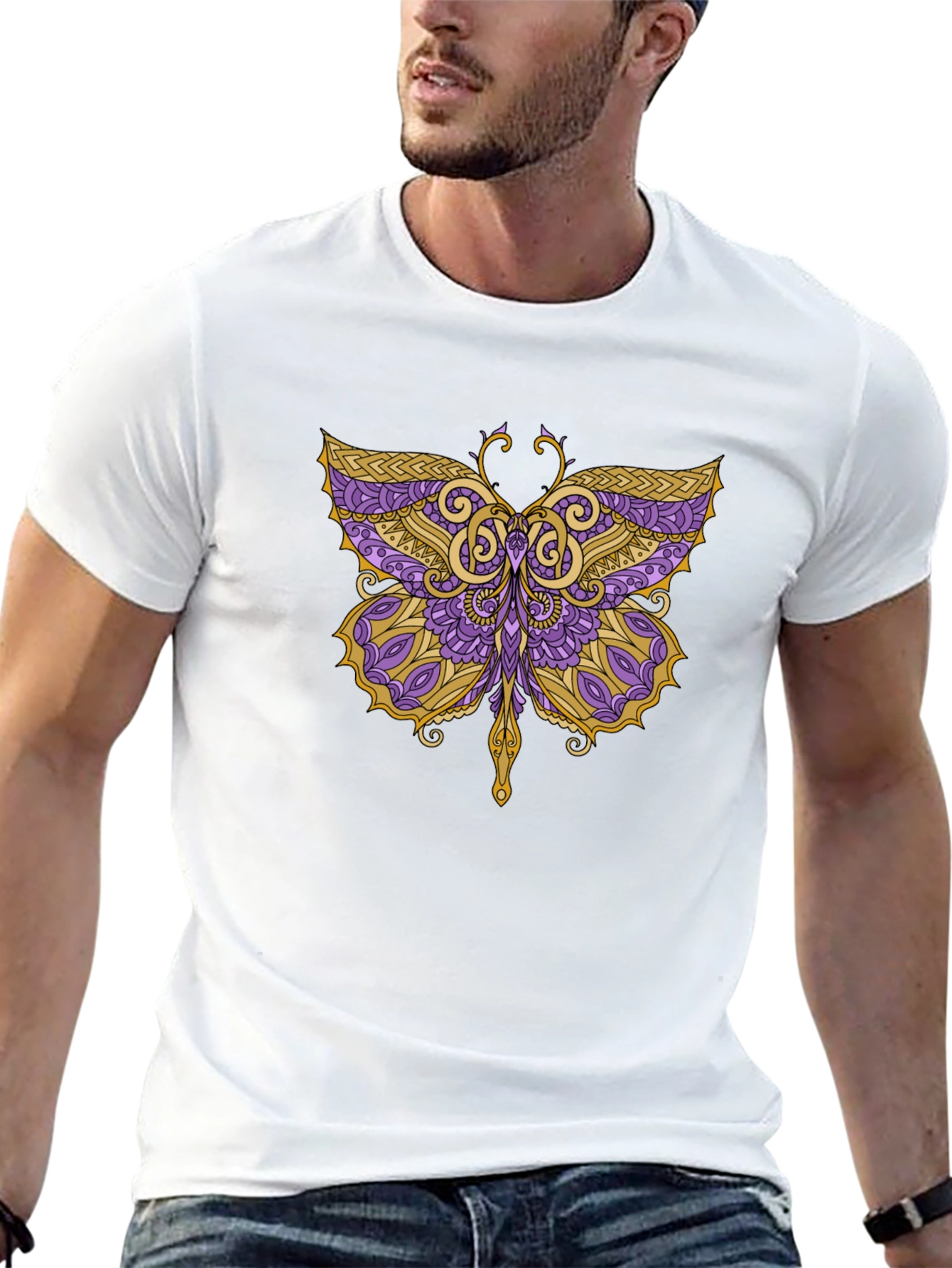 Butterfly Graphic Tee - Black Cotton Blend