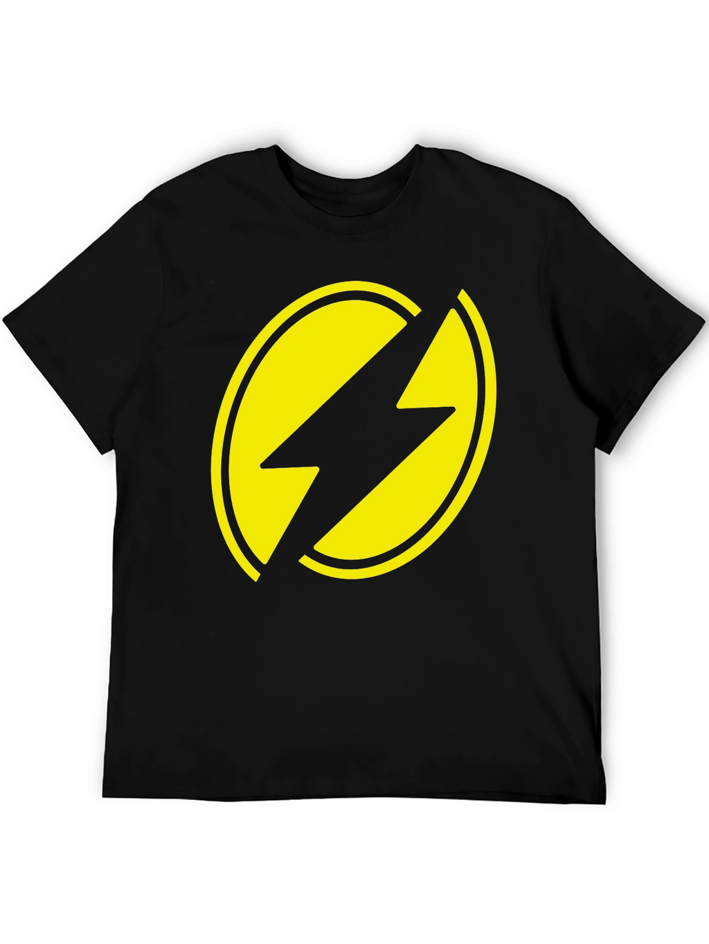 Black T-Shirt with Yellow Lightning Bolt Design