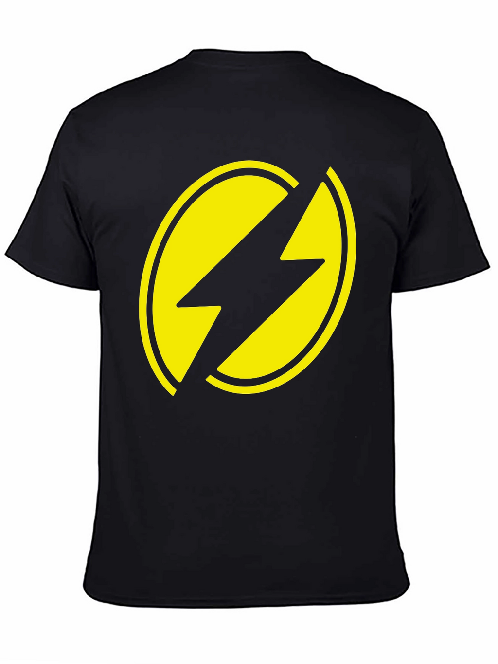 Black T-Shirt with Yellow Lightning Bolt Design