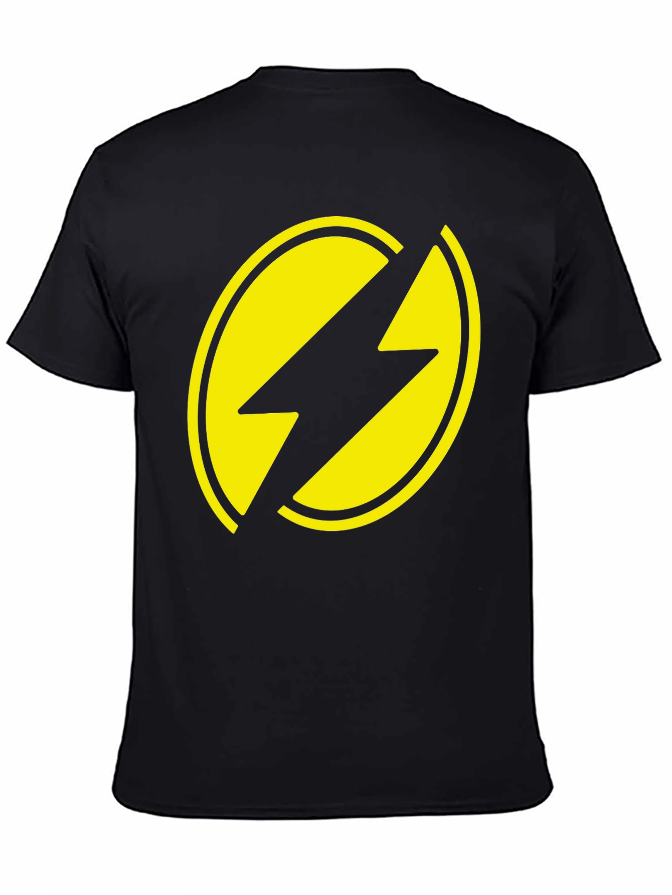 Black T-Shirt with Yellow Lightning Bolt Design