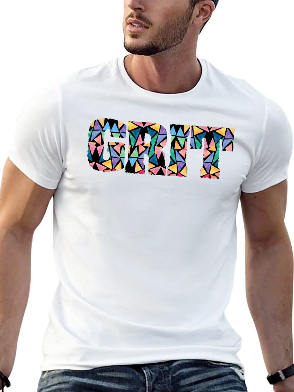 Geometric Cat T-Shirt - Modern Art Style