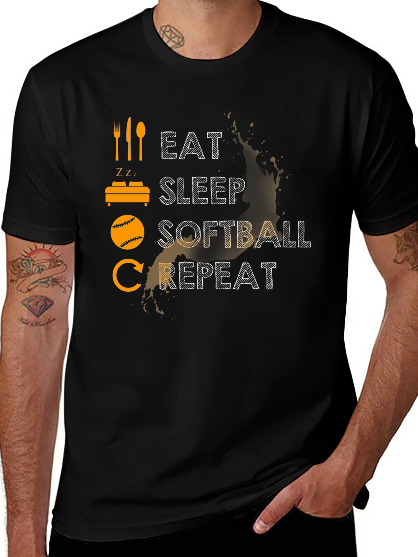 Eat Sleep Softball Repeat Graphic Tee