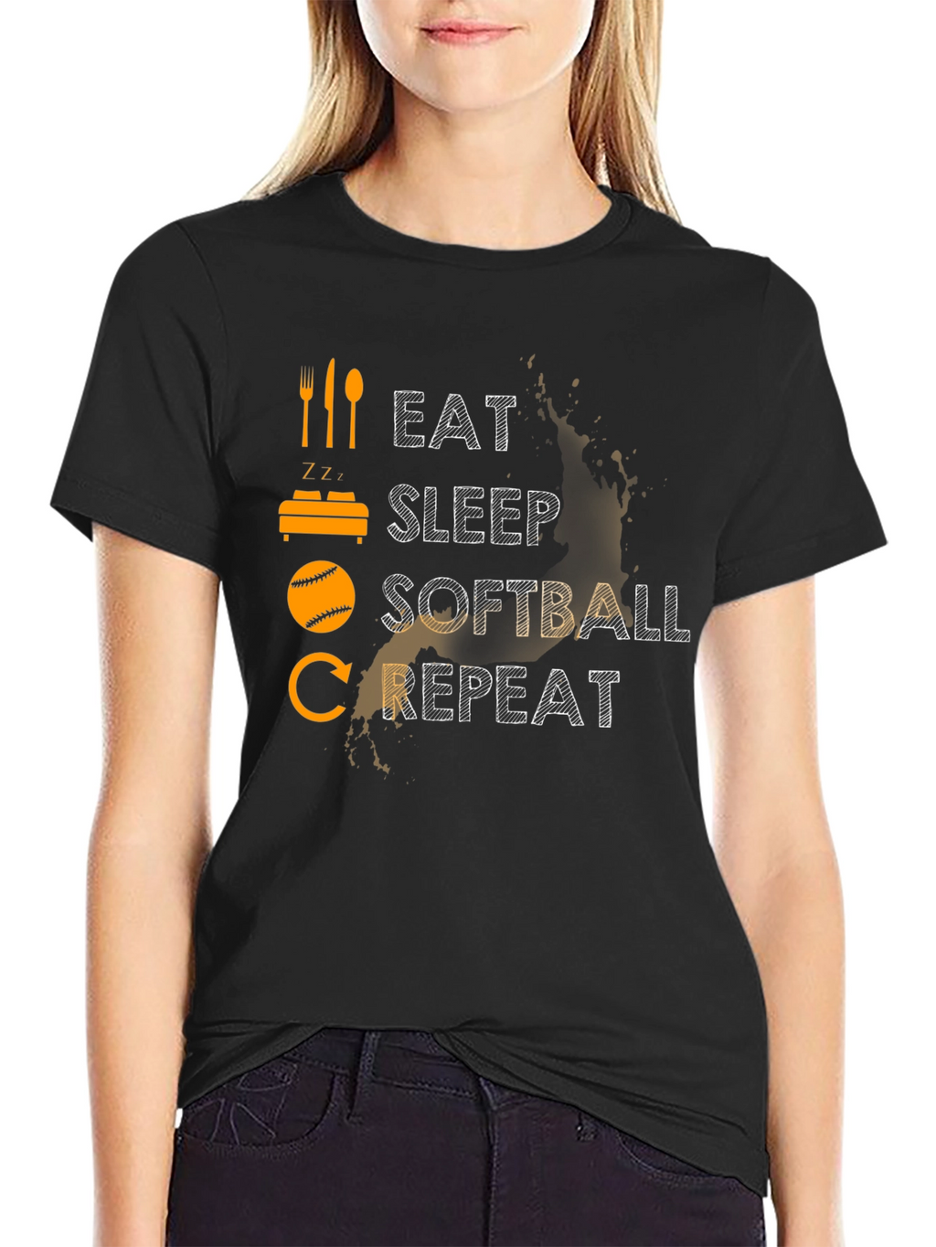 Eat Sleep Softball Repeat Graphic Tee