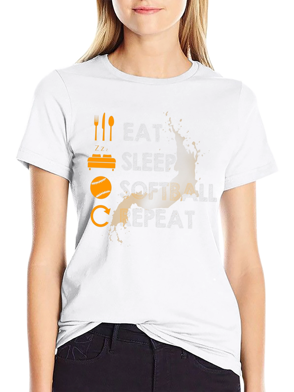 Eat Sleep Softball Repeat Graphic Tee