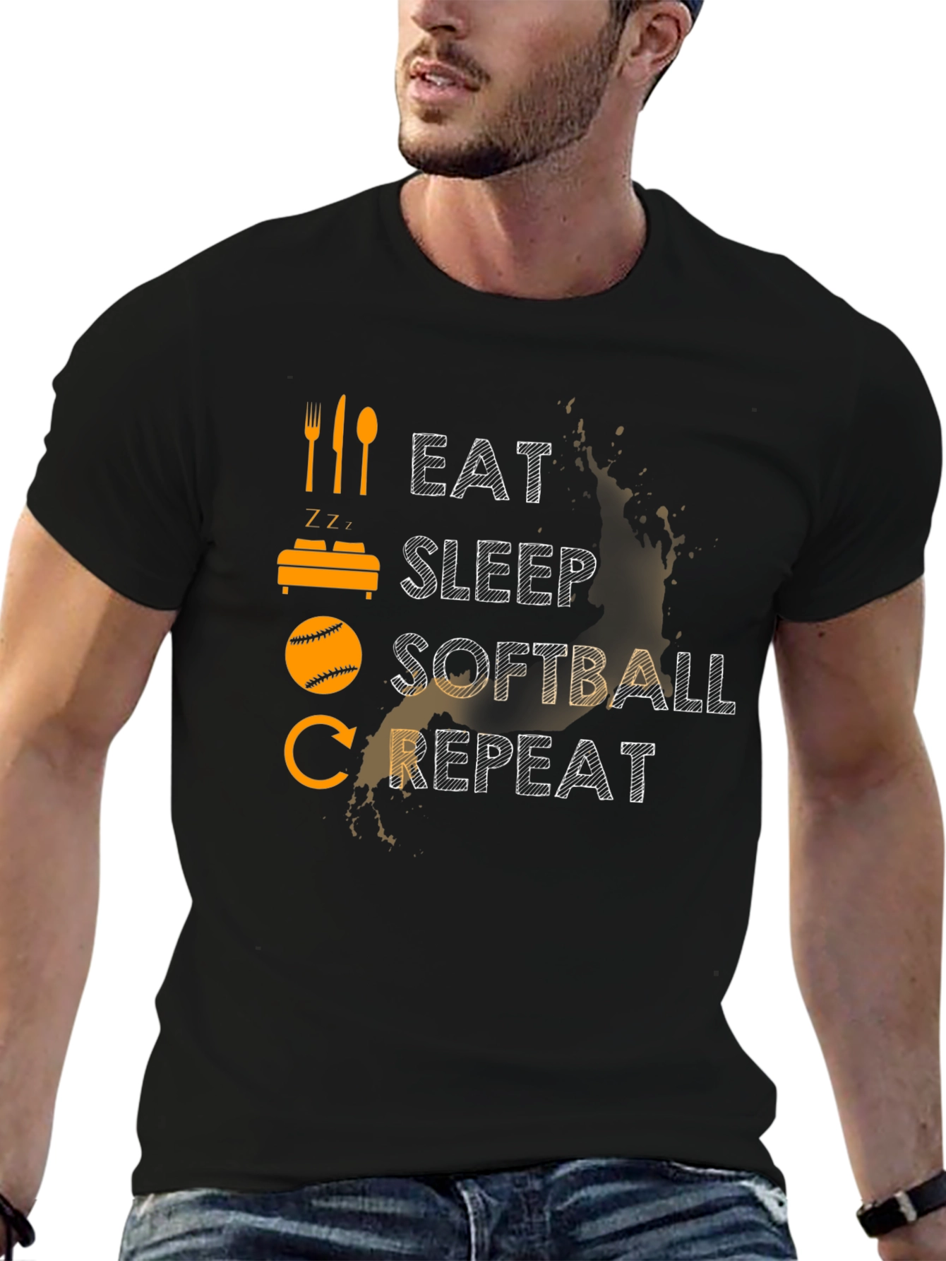 Eat Sleep Softball Repeat Graphic Tee