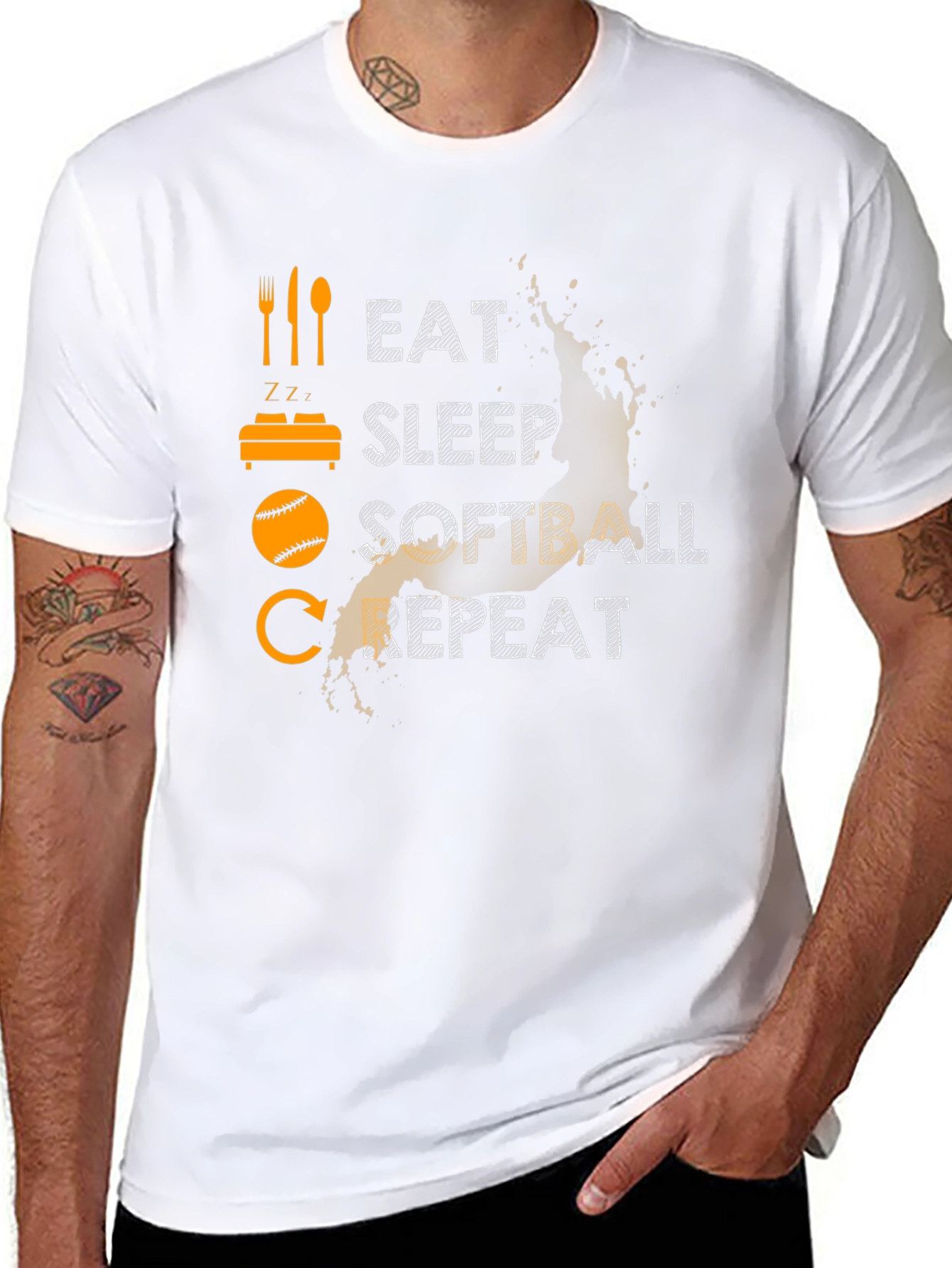 Eat Sleep Softball Repeat Graphic Tee
