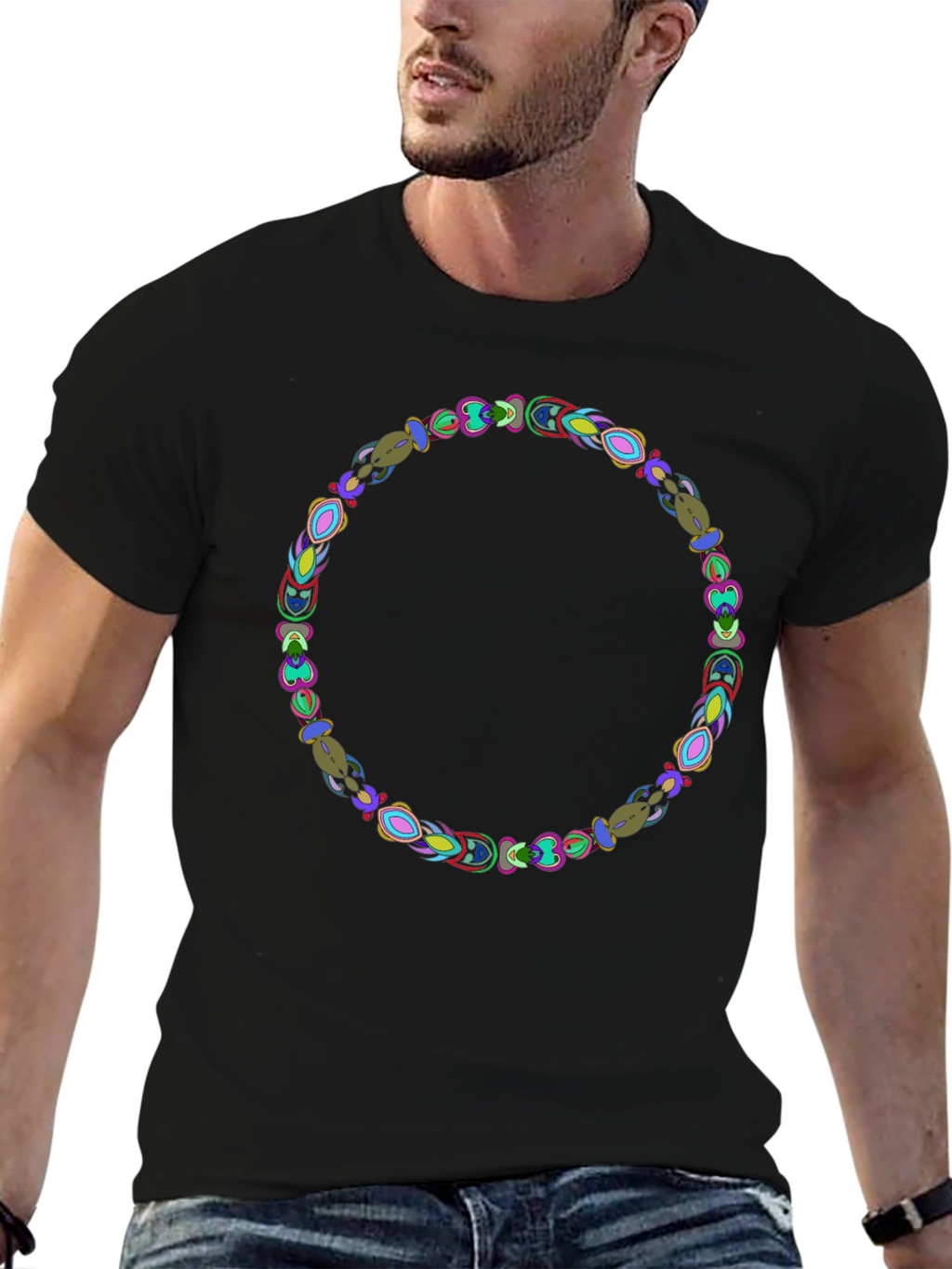Abstract Circle Graphic Black Tee