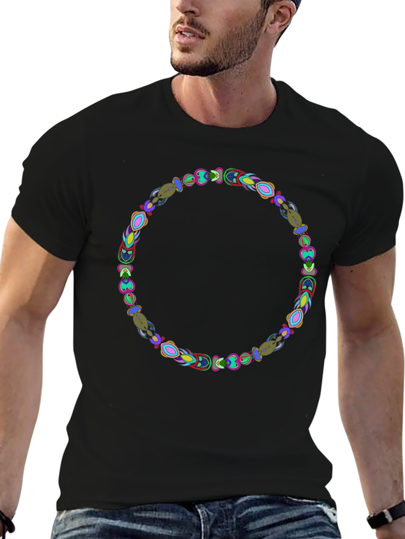Abstract Circle Graphic Black Tee