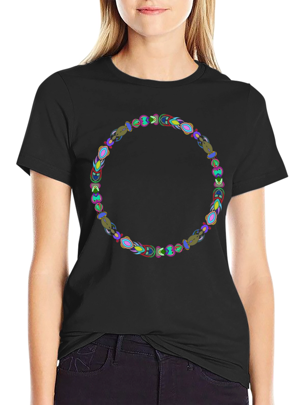 Abstract Circle Graphic Black Tee