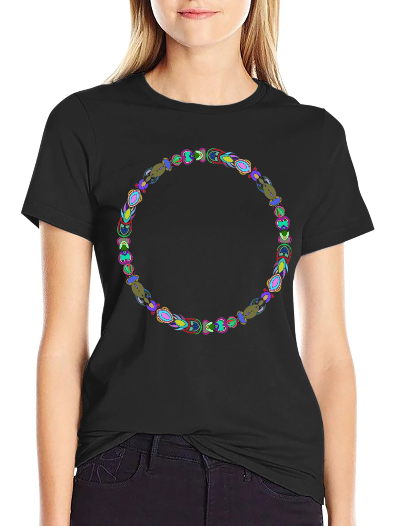 Abstract Circle Graphic Black Tee