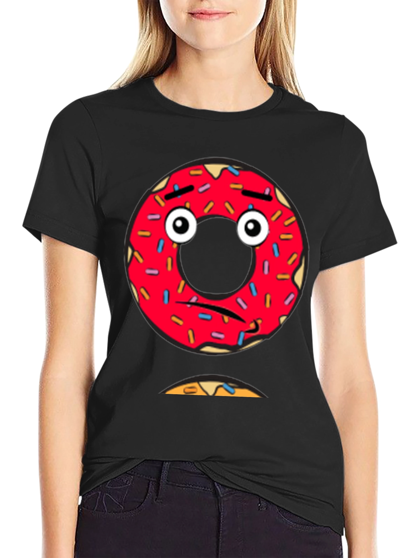 Sad Donut Graphic Tee - Mens Black T-Shirt