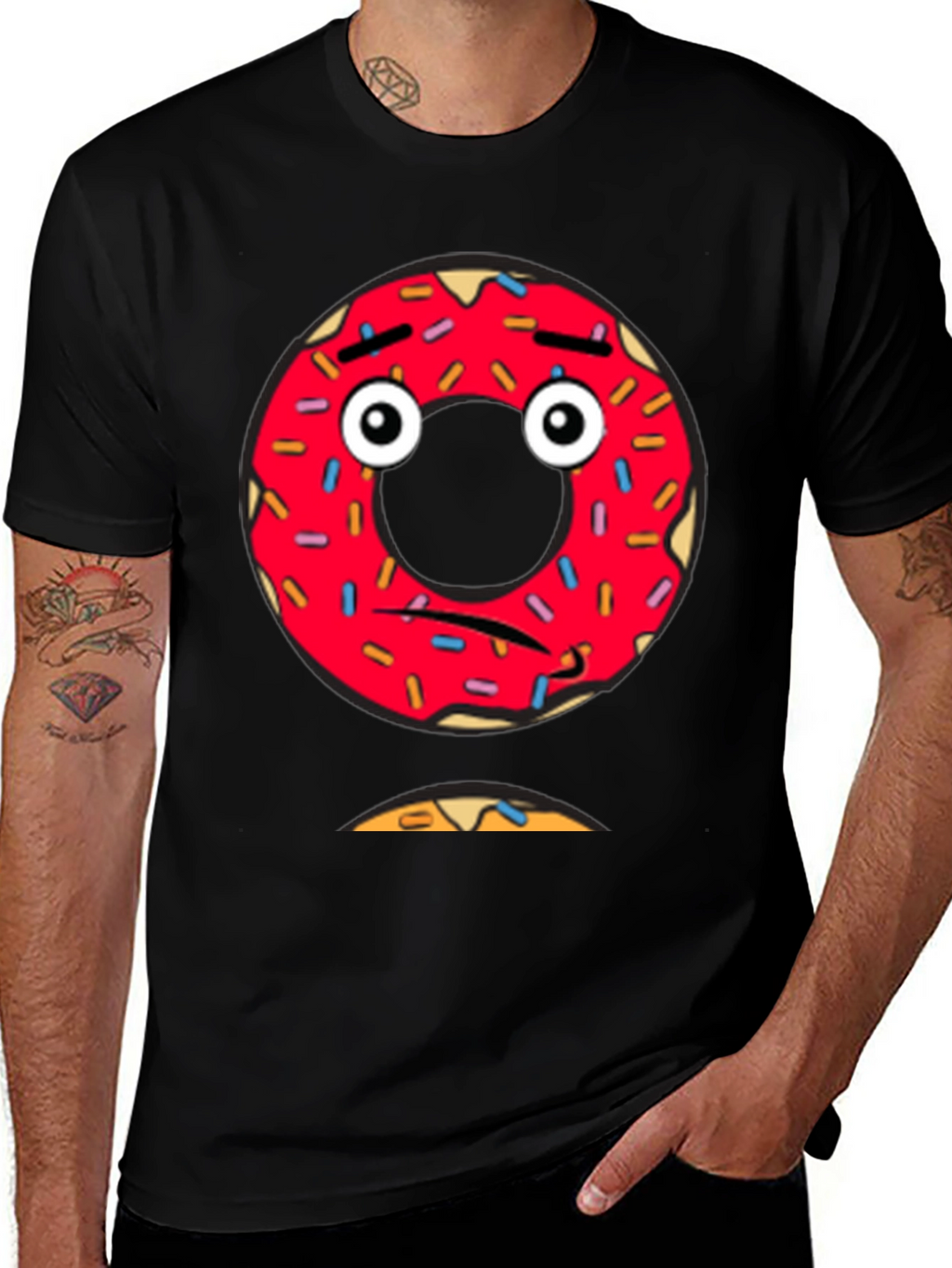 Sad Donut Graphic Tee - Mens Black T-Shirt