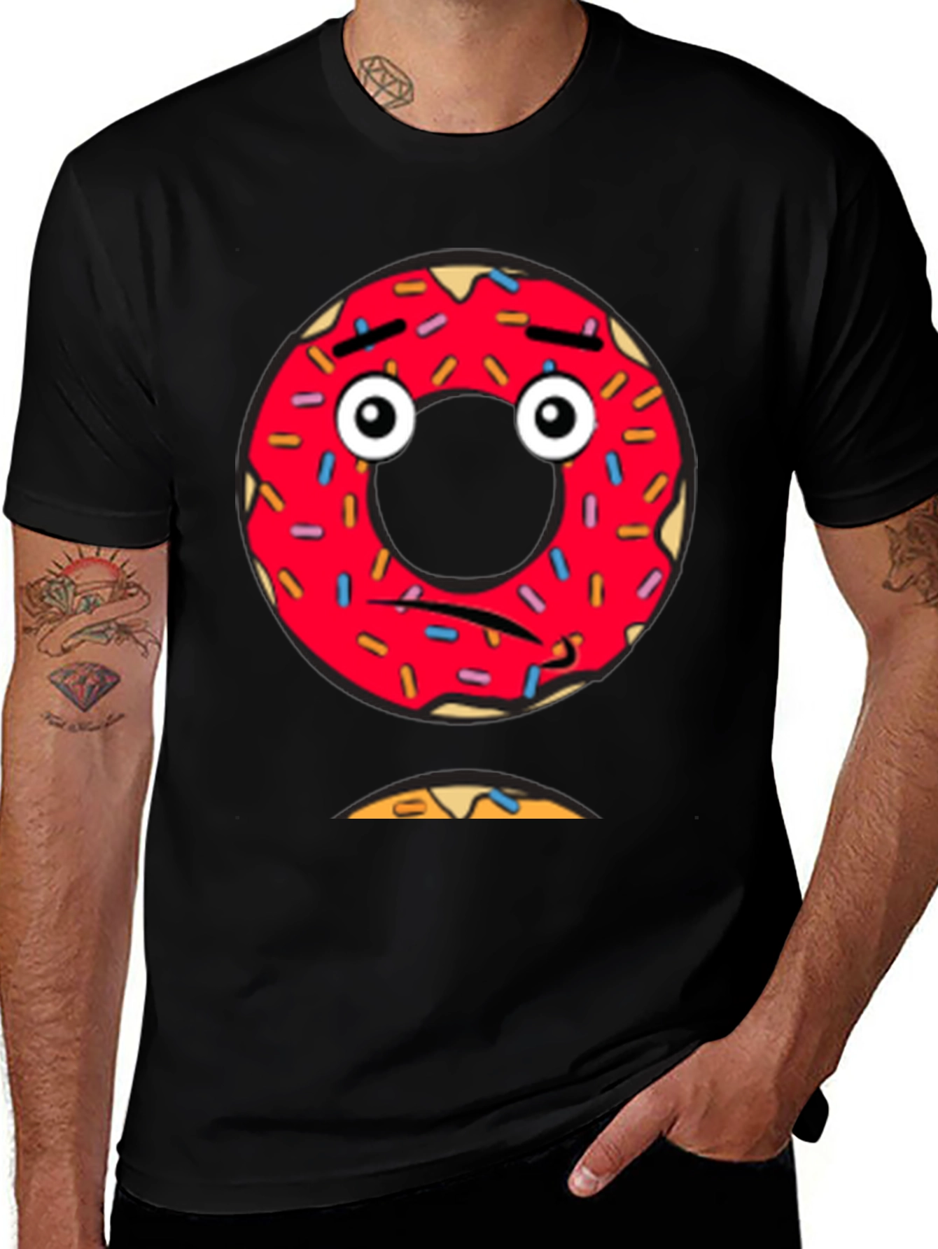 Sad Donut Graphic Tee - Mens Black T-Shirt
