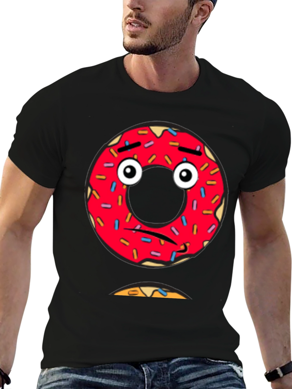 Sad Donut Graphic Tee - Mens Black T-Shirt