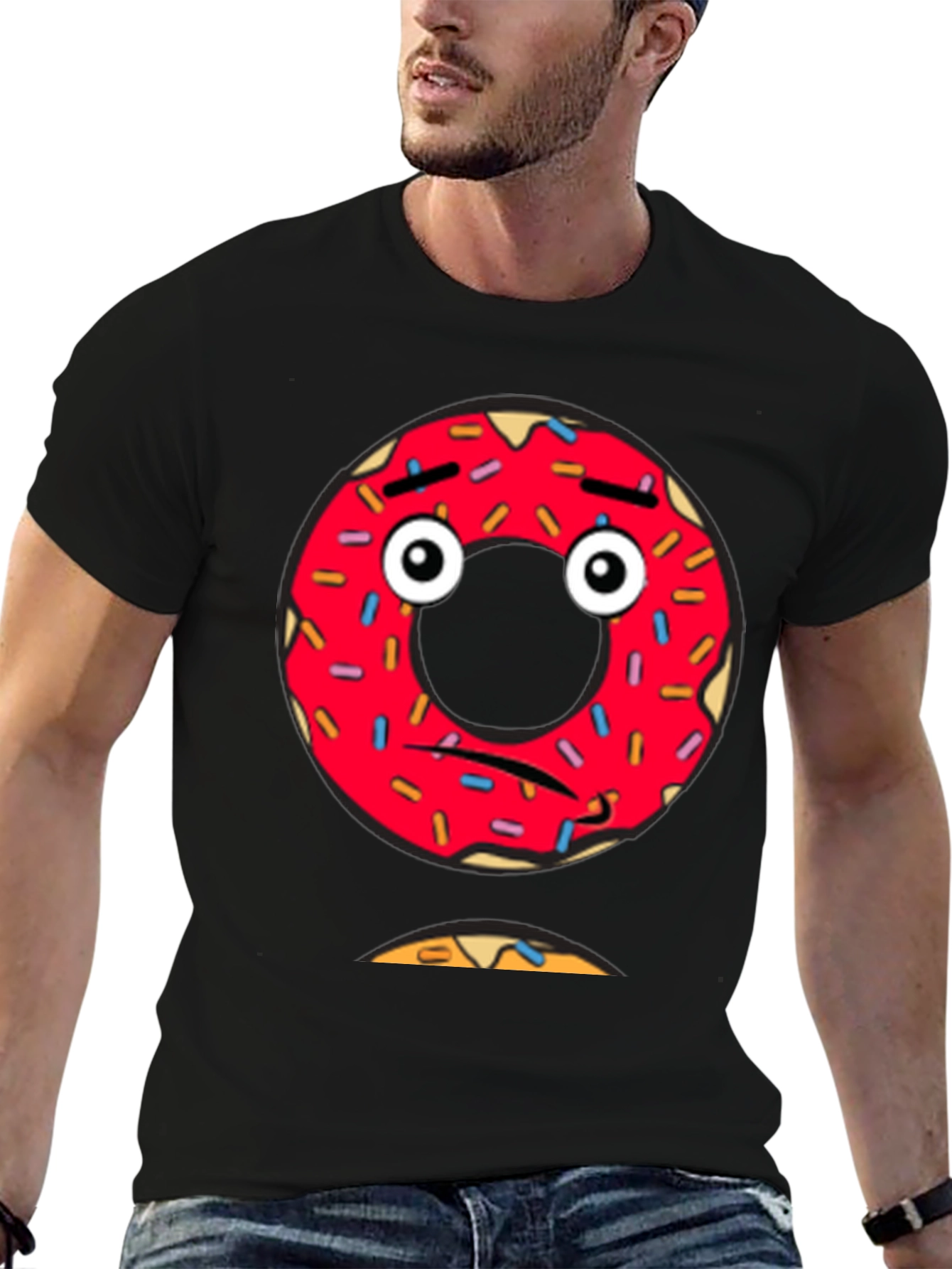 Sad Donut Graphic Tee - Mens Black T-Shirt