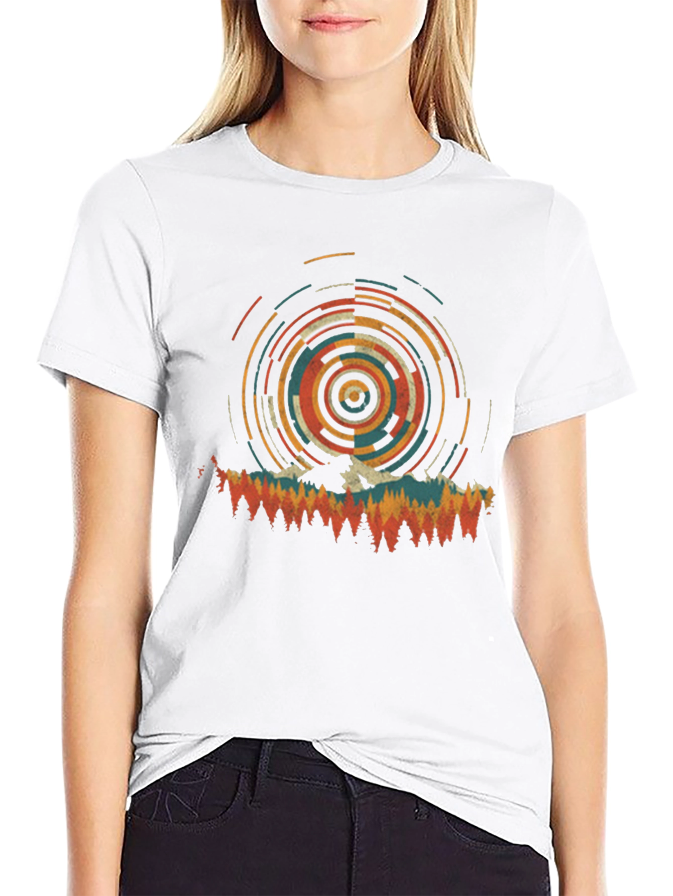 Retro Mountain Circle Graphic Tee - Black