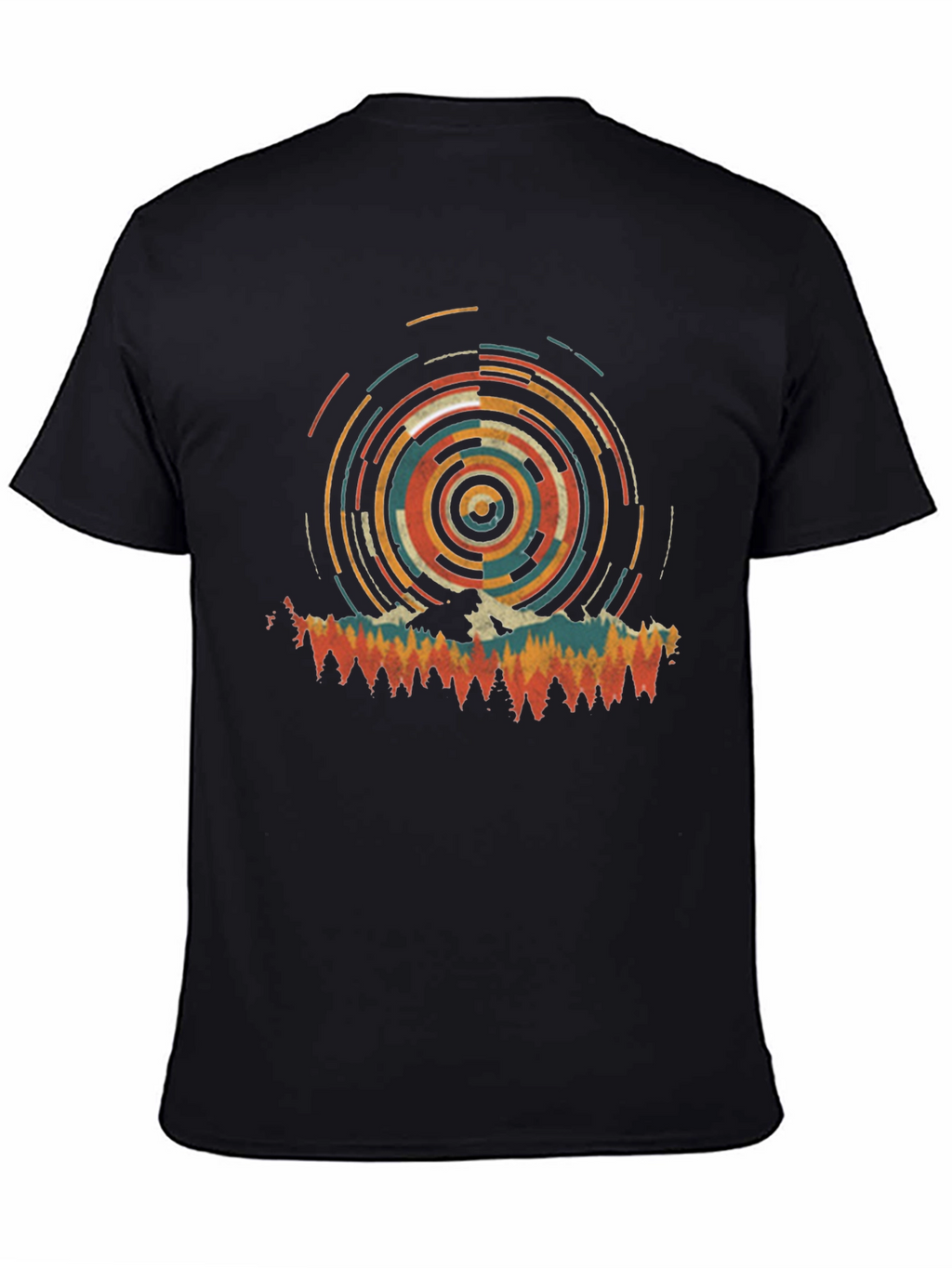 Retro Mountain Circle Graphic Tee - Black