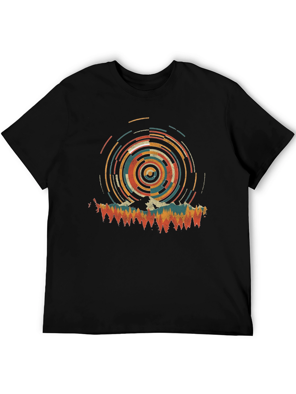 Retro Mountain Circle Graphic Tee - Black