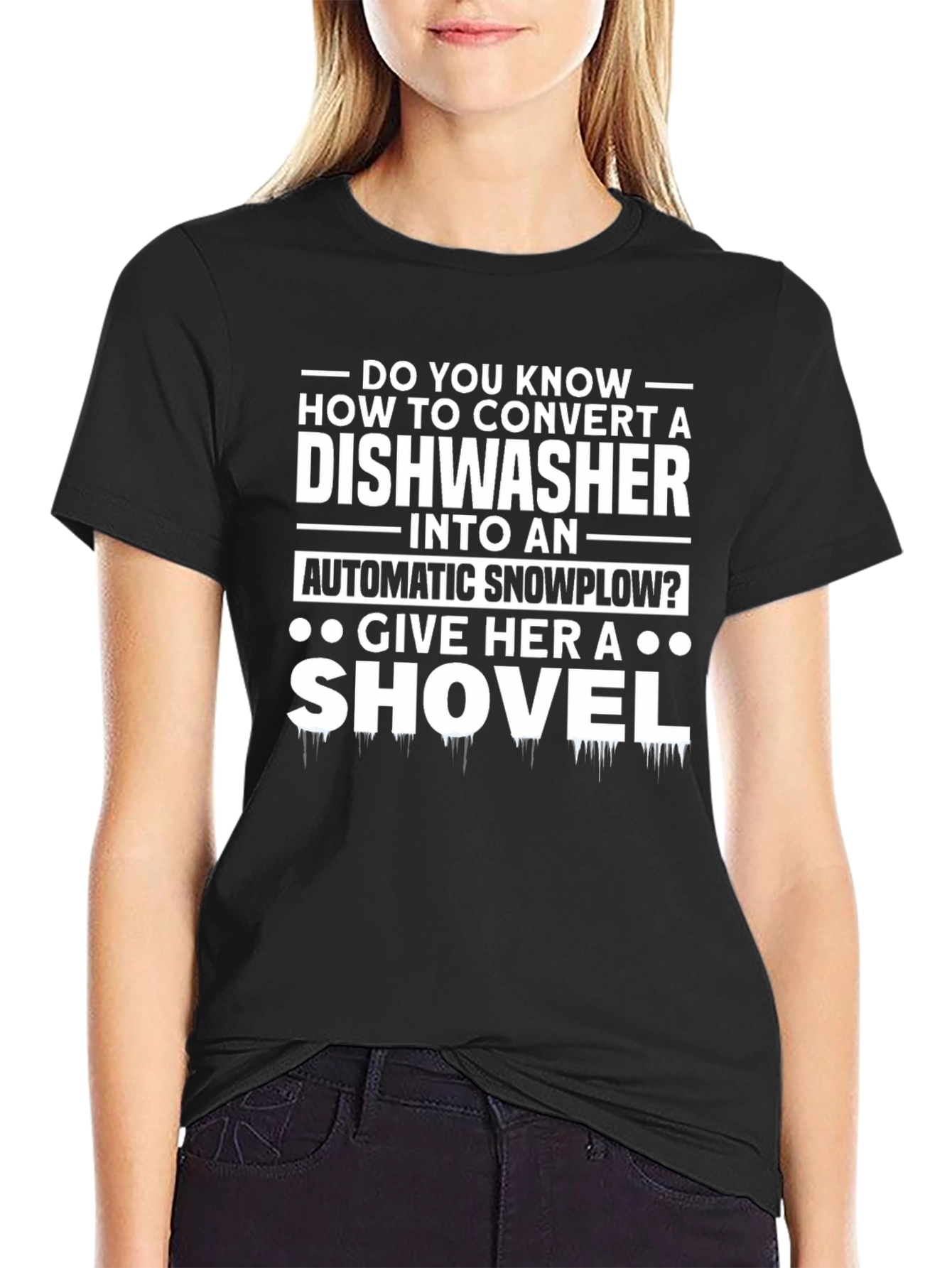 Humorous Dishwasher to Snowplow Graphic T-Shirt