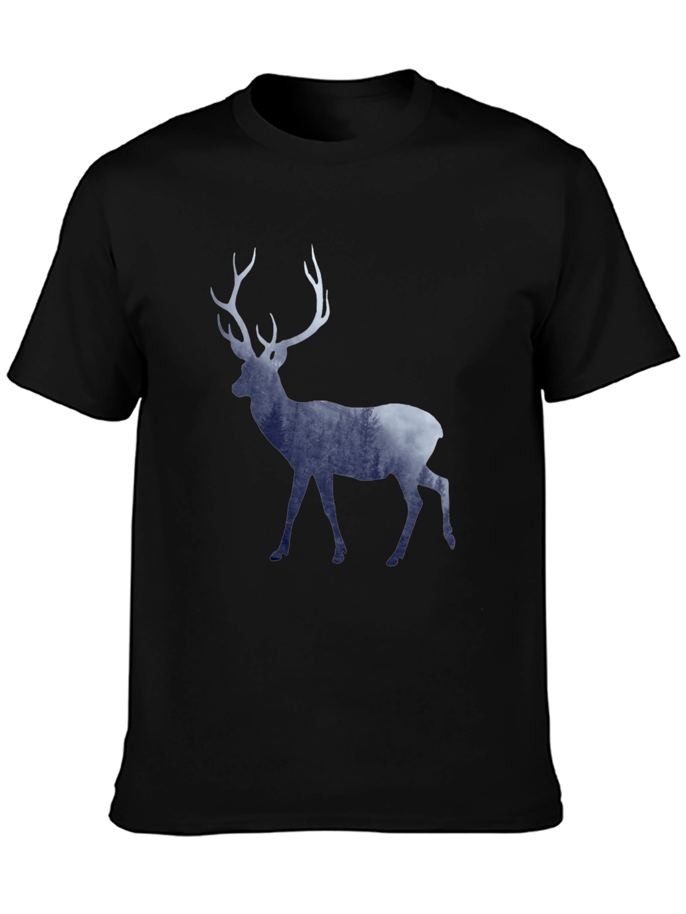 Mens Graphic Tee - Deer Silhouette Forest Design