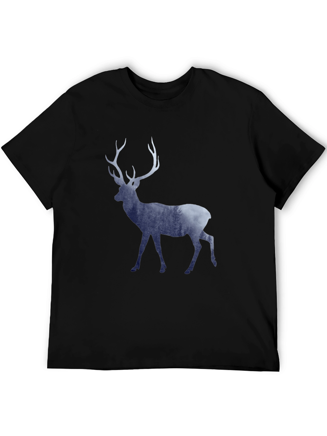 Mens Graphic Tee - Deer Silhouette Forest Design