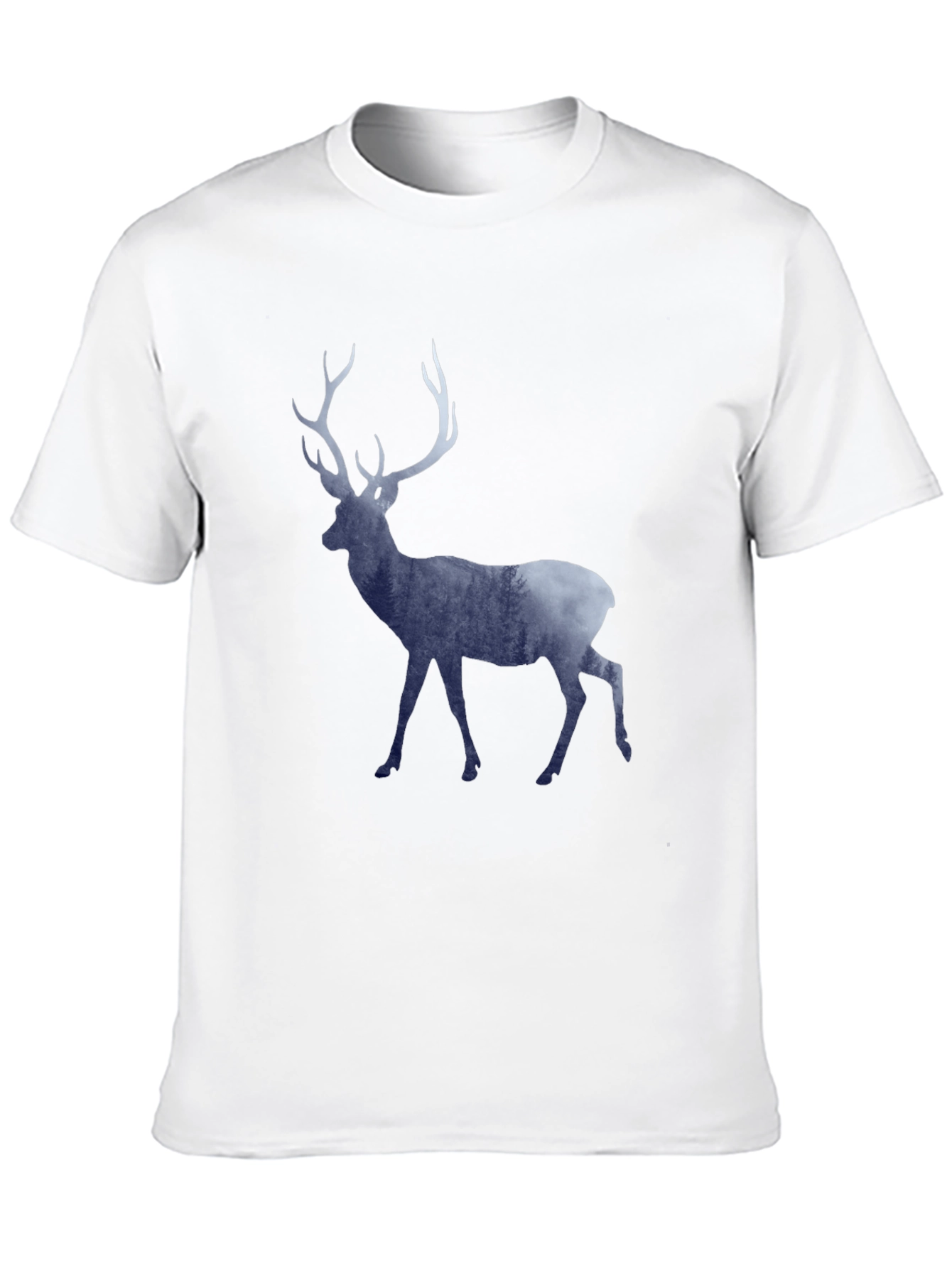 Mens Graphic Tee - Deer Silhouette Forest Design