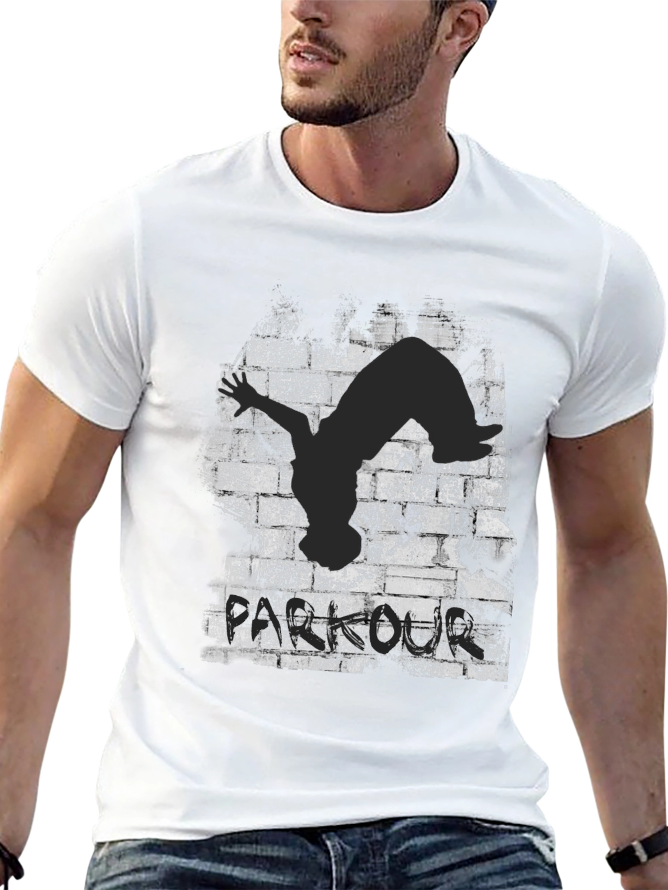 Parkour Silhouette Graphic Black T-Shirt