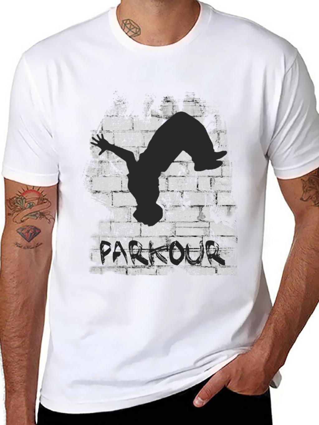 Parkour Silhouette Graphic Black T-Shirt