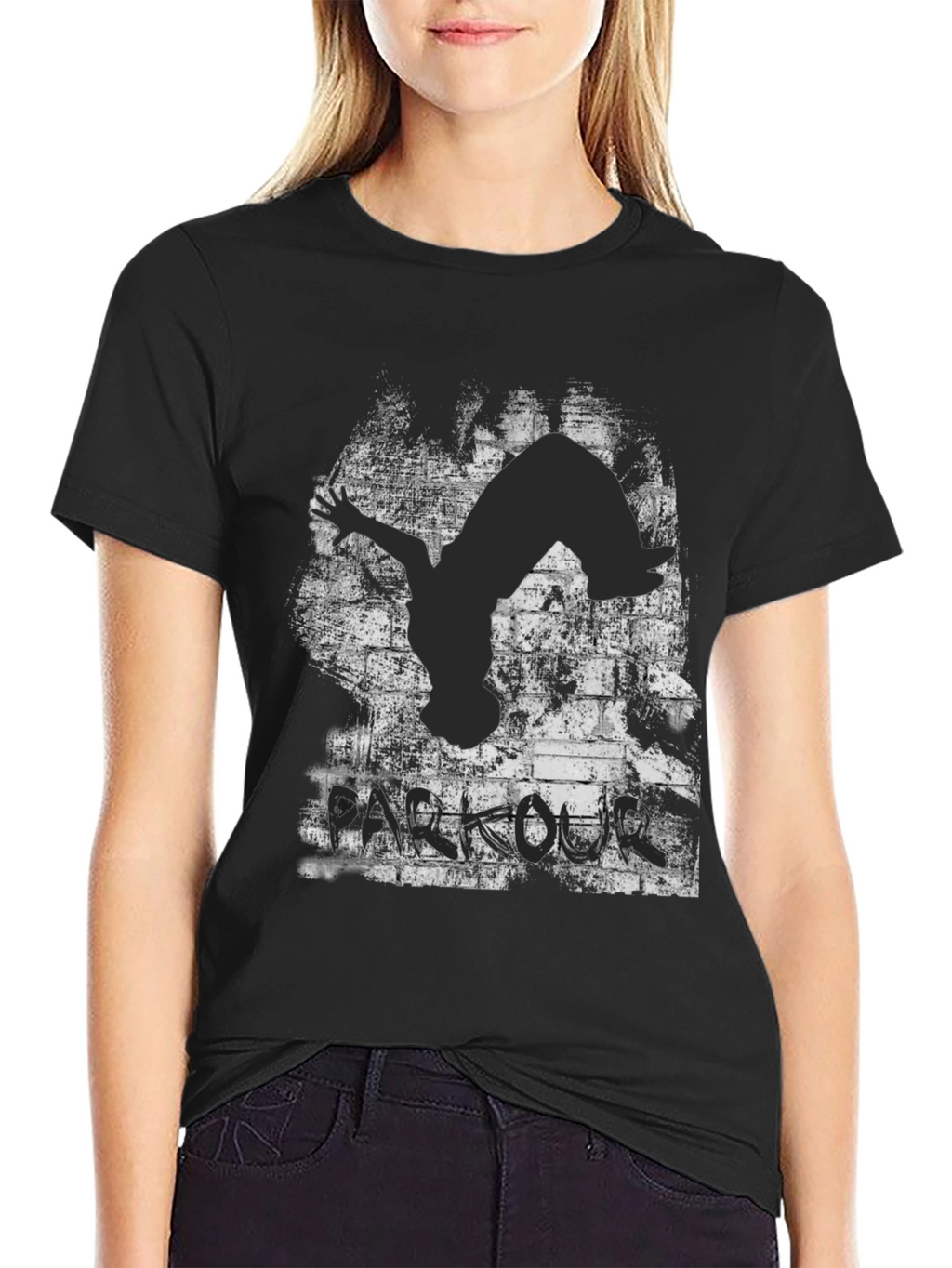 Parkour Silhouette Graphic Black T-Shirt