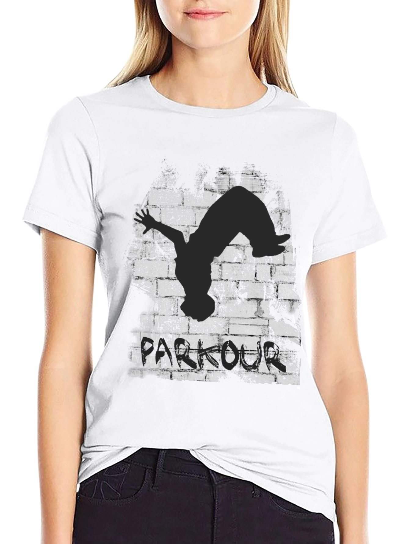 Parkour Silhouette Graphic Black T-Shirt
