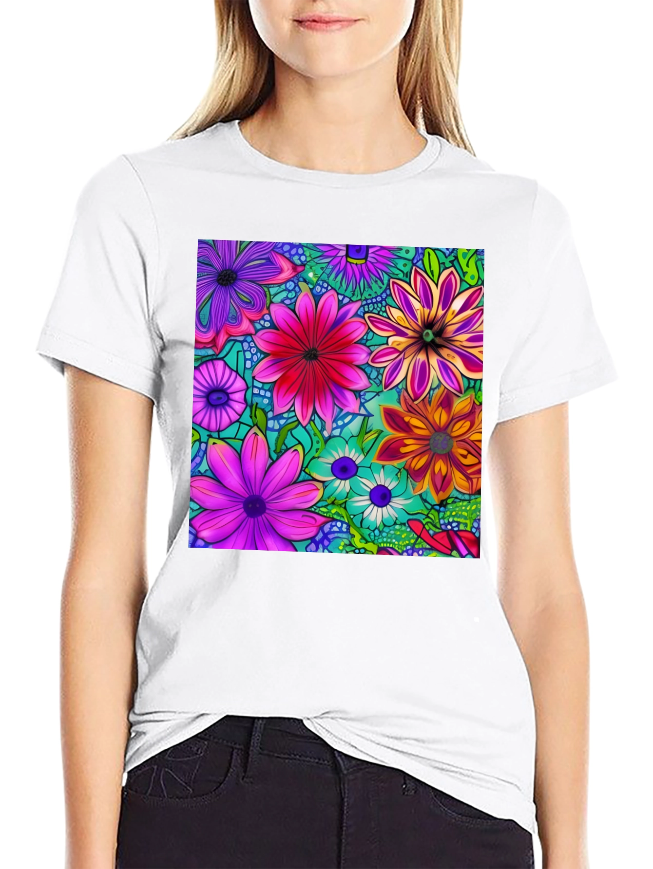 Vibrant Floral Print T-Shirt - Stylish & Unique!