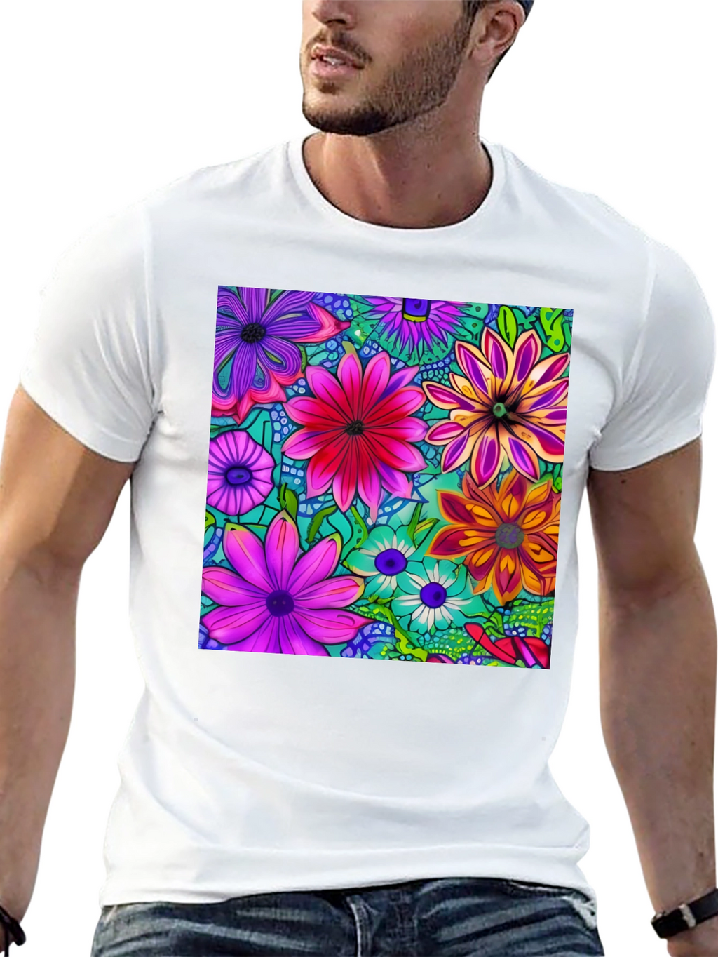 Vibrant Floral Print T-Shirt - Stylish & Unique!