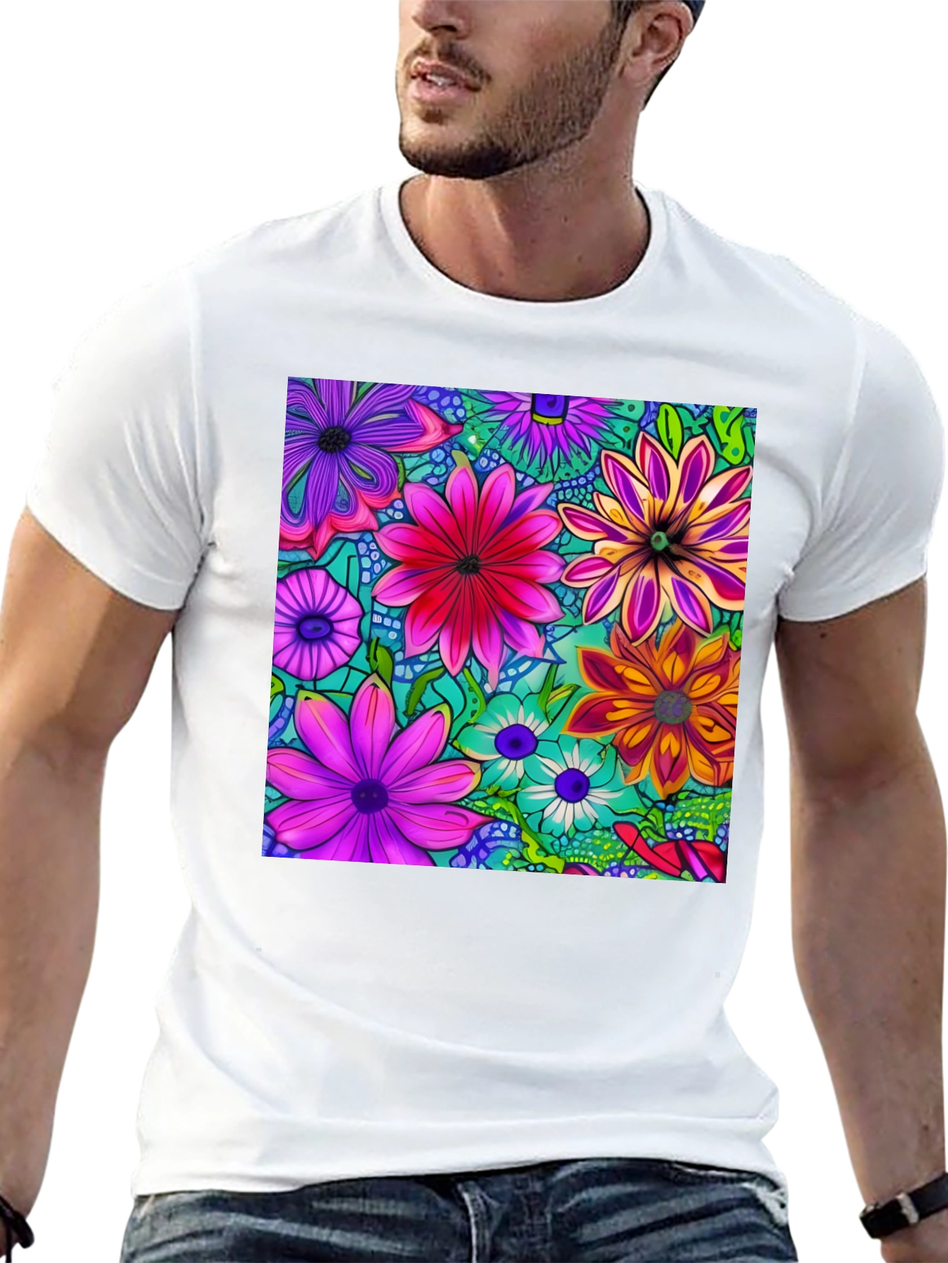 Vibrant Floral Print T-Shirt - Stylish & Unique!