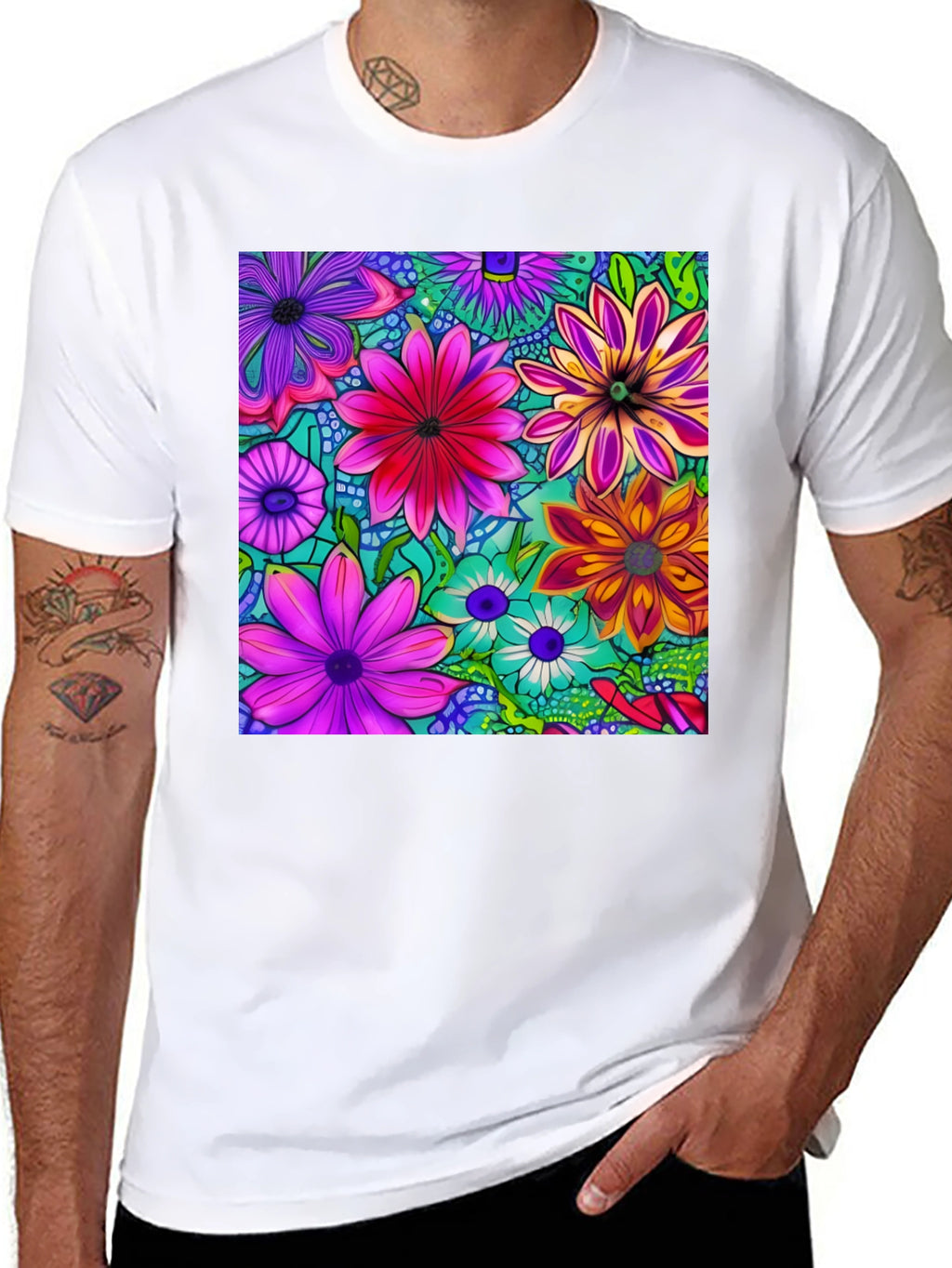 Vibrant Floral Print T-Shirt - Stylish & Unique!