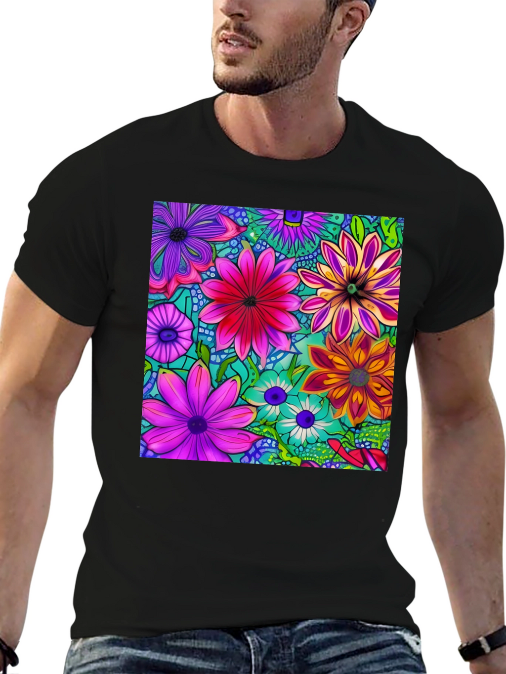 Vibrant Floral Print T-Shirt - Stylish & Unique!