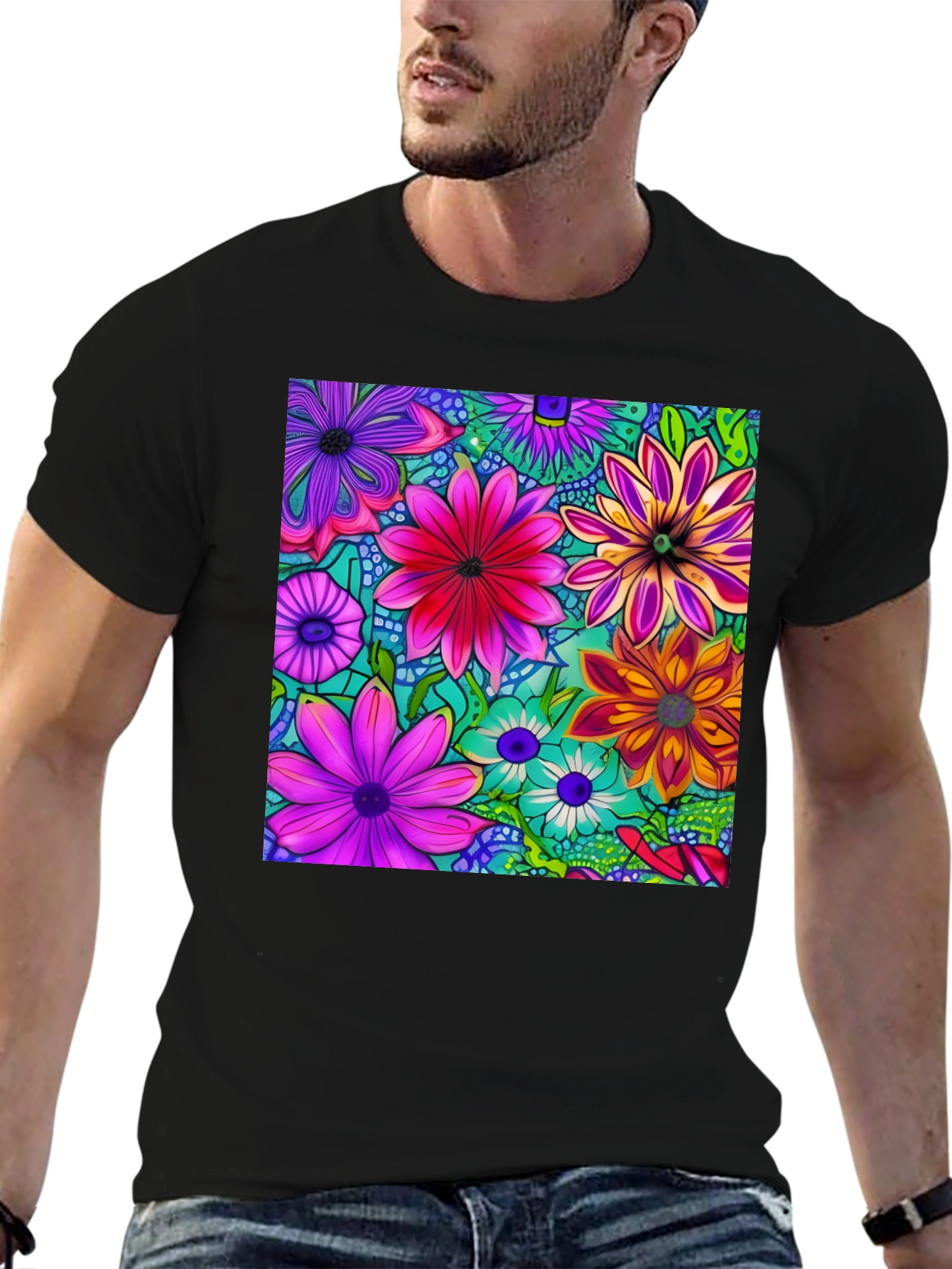 Vibrant Floral Print T-Shirt - Stylish & Unique!