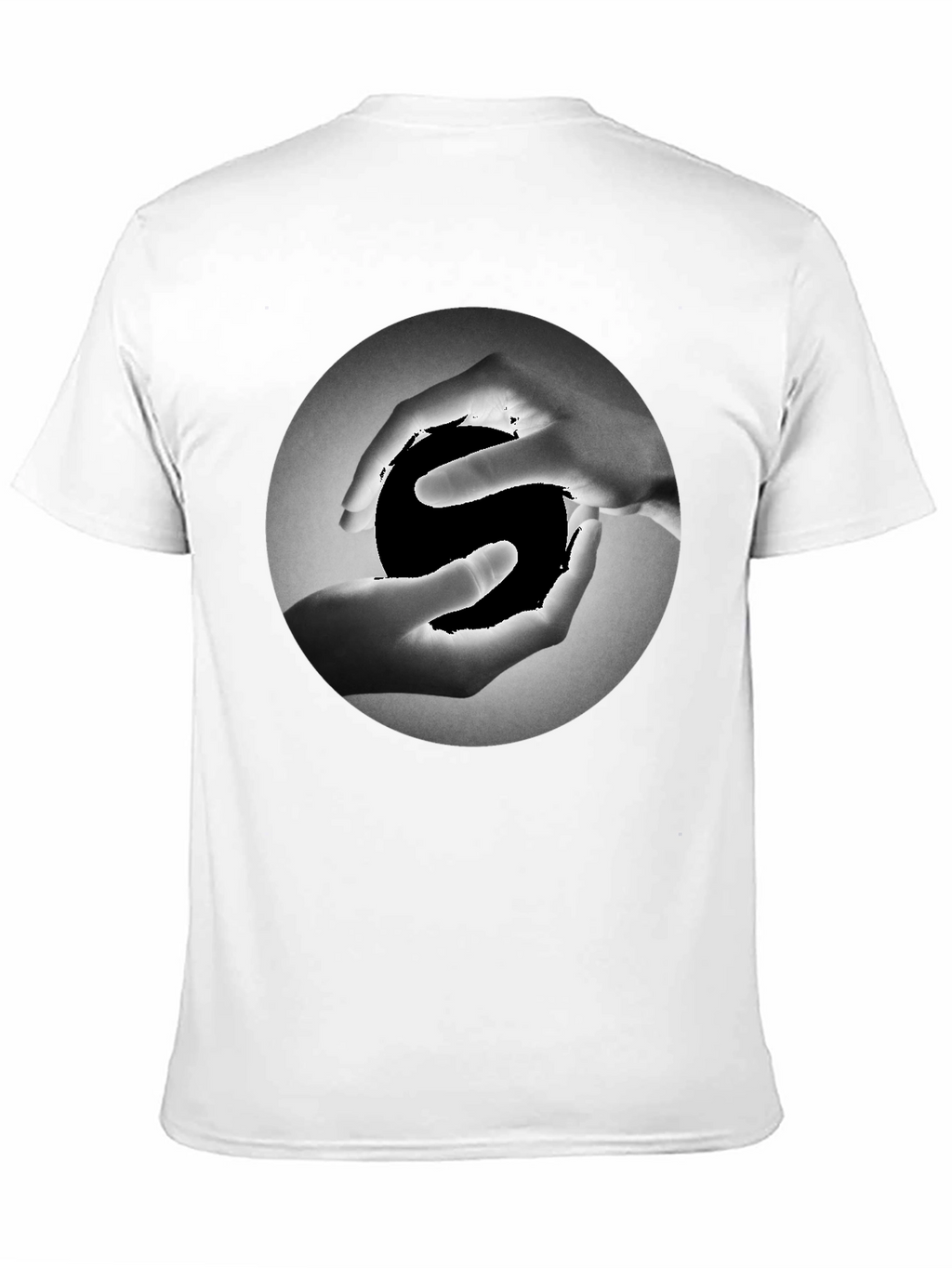 Yin Yang Hands Graphic Tee - Black Cotton T-Shirt
